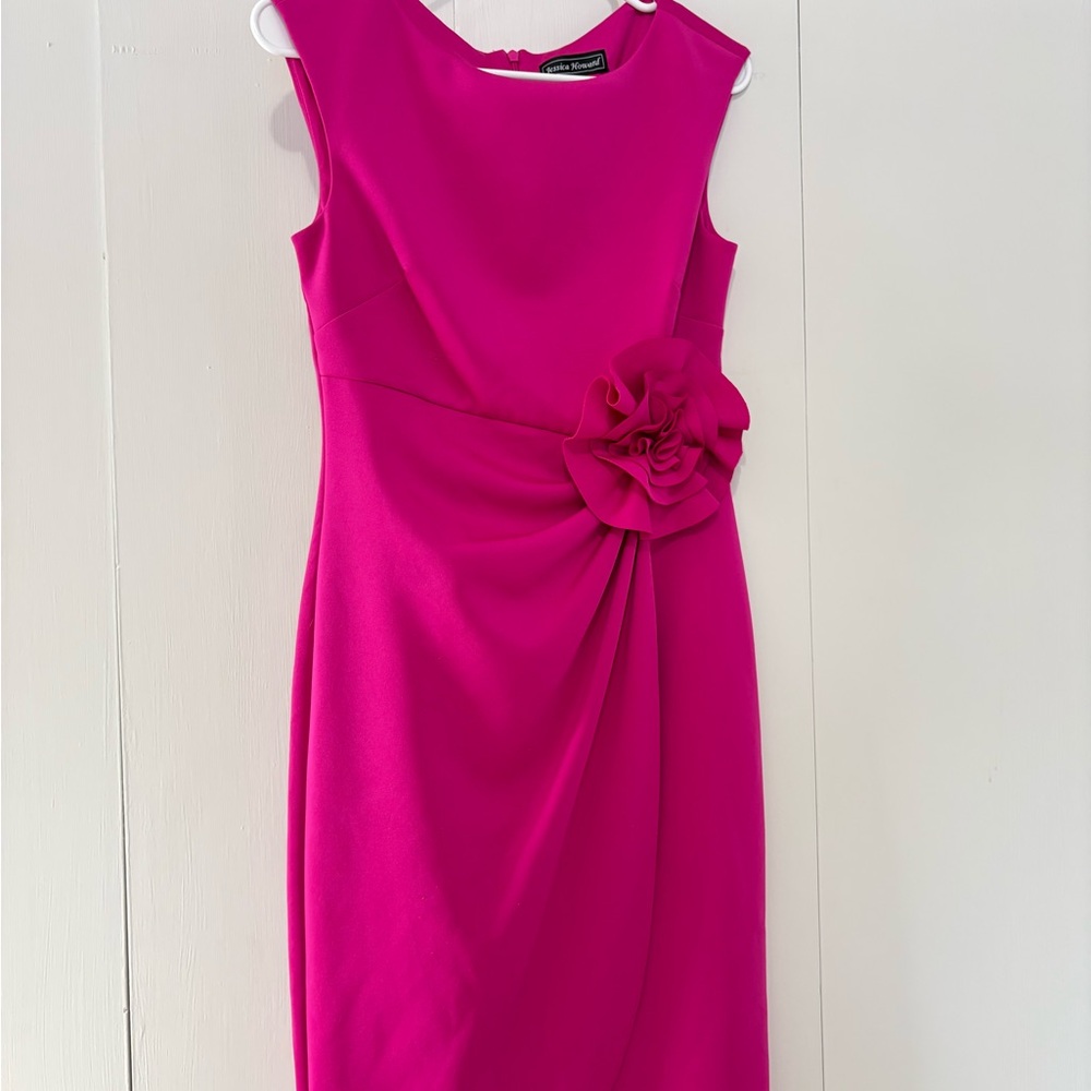 Jessica Howard Fuchsia Midi Dress with Floral Detail
